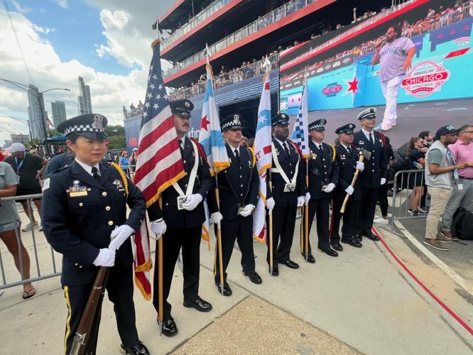 Honor guard for Sunday's NASCAR driver presentation. (Photo Candace Jordan)