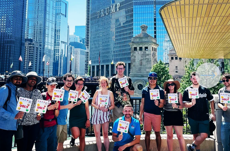 A happy group on a "Tours With Mike' Route 66 tour of Chicago.
