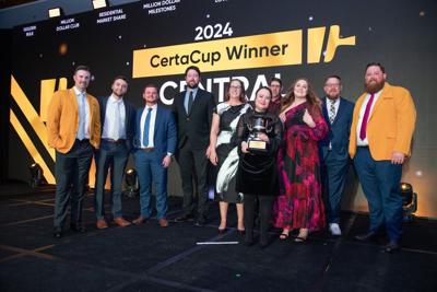 The CertaPro Painters® of Central Arkansas team after being presented with the 2024 CertaCup award.