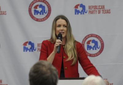 Christine Bentley, State Republican Executive Committee Woman, discusses the impact of GOP division on party goals during an event in Tyler. (Katecey Harrell/ Tyler Morning Telegraph)