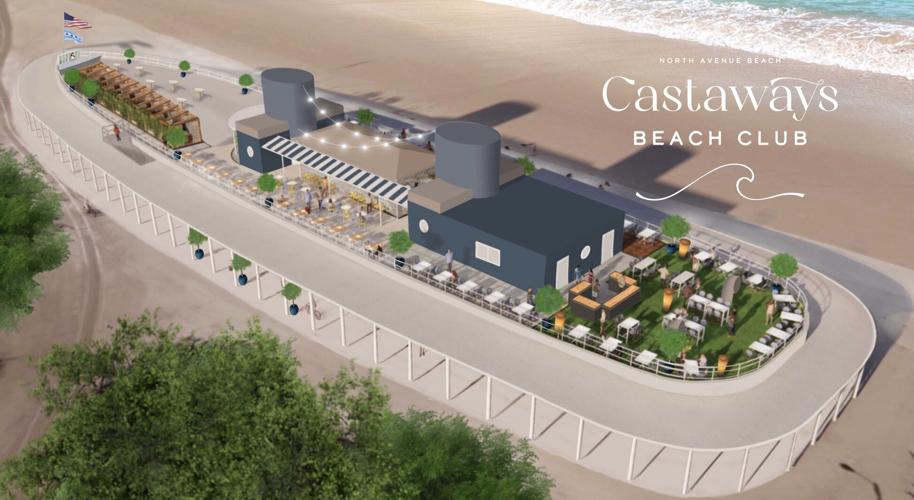 Rendering for the new and improved Castaways Beach Club, opening Memorial Day Weekend. (Photo courtesy of Stefani Restaurant Group)