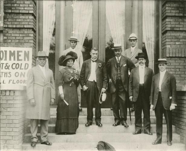 [NBL Archives: In August 1913, during the National Negro Business League’s annual conference in Philadelphia—where she served as a keynote speaker and as a devoted member and supporter of the League—Madam C.J. Walker is pictured alongside Booker T. Wash...
