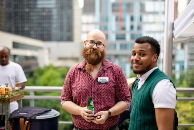 Michal Gawkowski, Mariano's Lakeshore East Assistant Store Manager, and Jajuan Harvey.