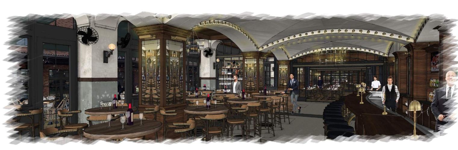 Rendering of interior of Gibsons restaurant planned for Fulton Market in the fall. (Image courtesy of GRG)
