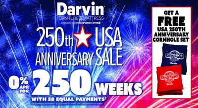 Celebrate America's 250th with Darvin Furniture & Mattress and save 50% storewide, plus extra discounts, financing, free gifts and complimentary lattes during this limited-time July 7-13 sale.
