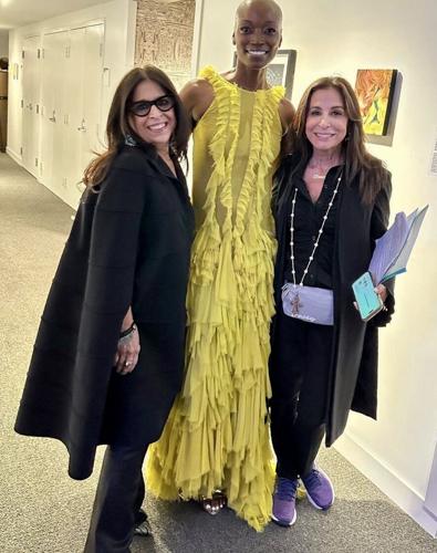 Honoree Maria Pinto with show producer Tracey Tarantino DiBuono (R, ZZAZZ Productions) and finale model.