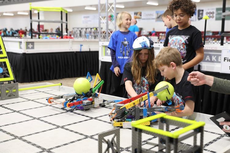 Elementary students compete in Rapid Relay VEX Robotics event