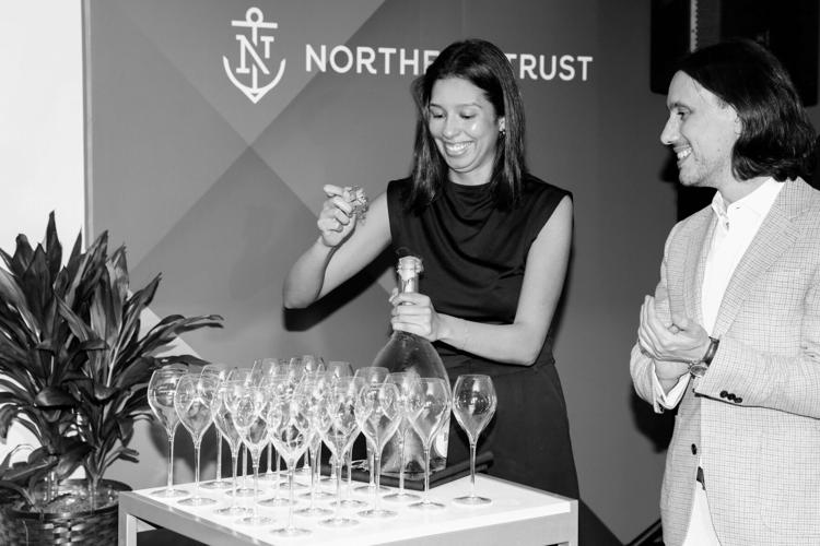 Preparing for the champagne toast.