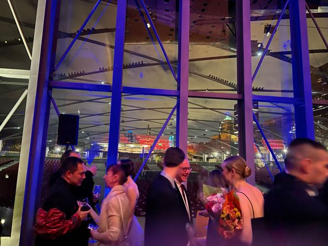 The dramatic skyline views from the Pritzker Pavilion stage where the gala celebration was held.