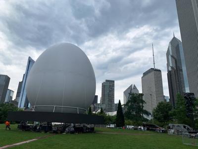 Is this giant egg in Maggie Daley Park part of the Pokemon GO Fest starting today? YES! Read details here. (Photo by Jay Kopp)