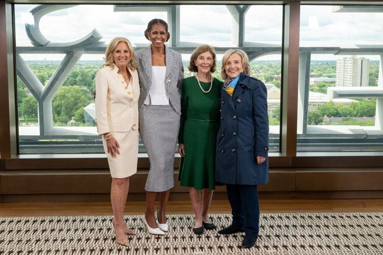 Former First Ladies Dr. Jill Biden, Michelle Obama, Laura Bush and Hillary Clinton. (Photo | The Obama Foundation)