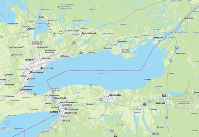 Apple and Google Maps rename Lake Ontario to Lake America after the order by President Trump