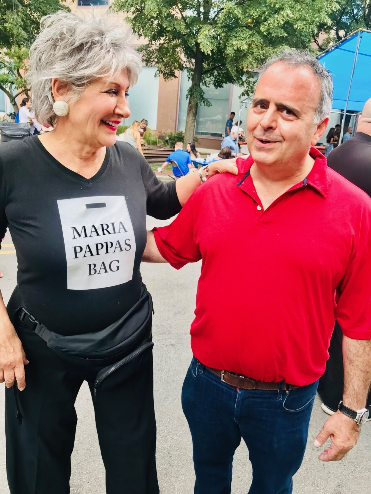 Maria Pappas at St. James Armenian Church with Oscar Tatosian. (Candace Jordan photo)