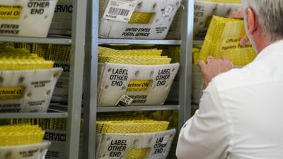 Workers sort mail ballots on Nov. 5 in Northampton County