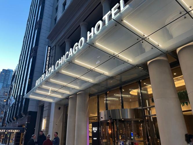 Riu Plaza Chicago Hotel, designed by Lucien Lagrange, is located at 150 E. Ontario.
