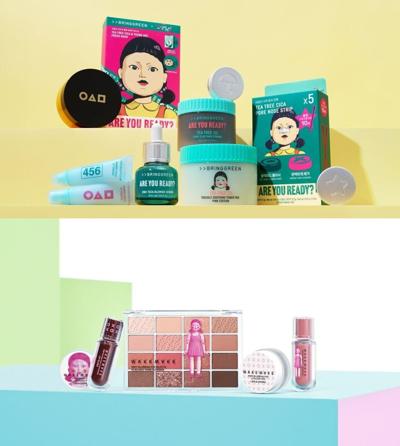 Representative image of collaboration edition with Squid Game released by K-beauty brands BRINGGREEN and WAKEMAKE.