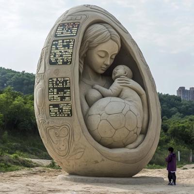The World Cup of Healing will be hosted at Omya Ranch (Omaha, NE) in 2026. (Sculpture: Angeline Chen and Kyle Block; will also include a global scoreboard for Life Years created by the FC Mother League.)