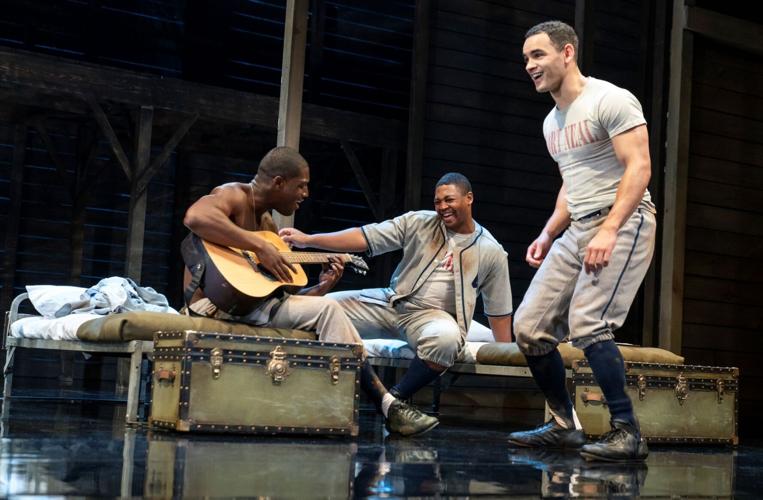 (From L) Sheldon D Brown, Branden Davon Lindsay, Will Adams in the National Tour of "A Soldiers Play." (Photo by Joan Marcus)
