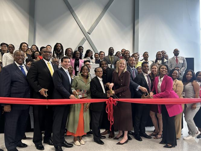 Leaders from PeopleShores, NJCC and community partners gathered at the University of the District of Columbia Congress Heights Campus to celebrate the launch of the new DC Tech Hub and its inaugural cybersecurity apprenticeship cohort. Photo Credit: NJCC