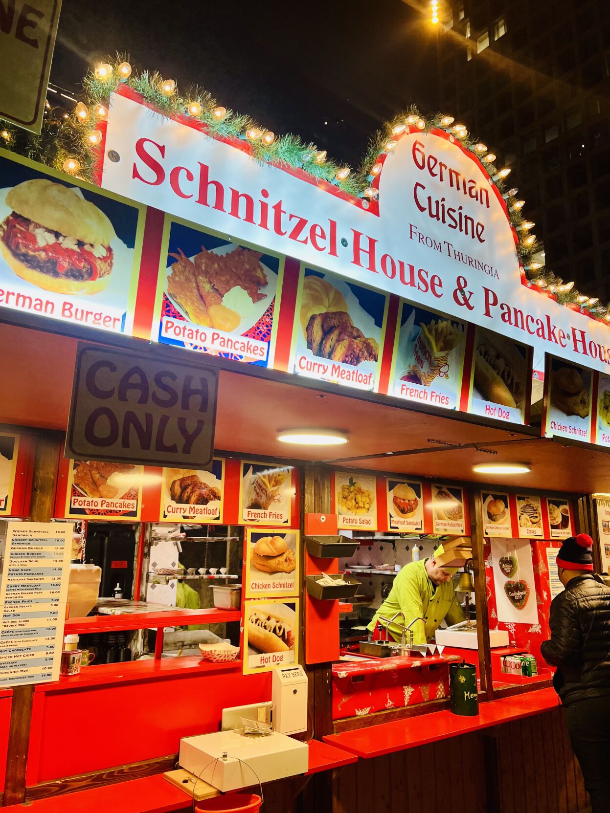 Traditional German food at the Christkindlmarket.