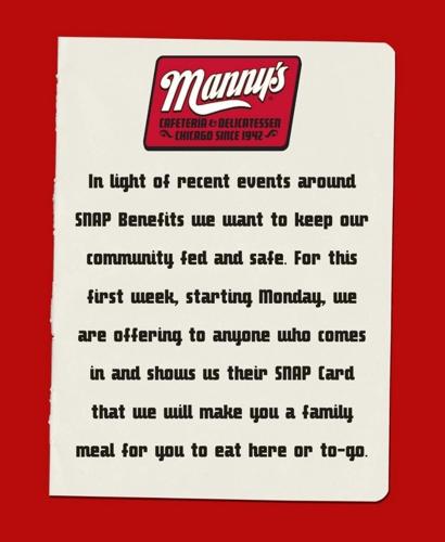 Manny's Deli SNAP notice.