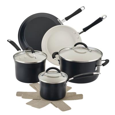 New Rachael Ray® Cucina Ceramic Nonstick 10 Piece Cookware Set in Peppercorn.
