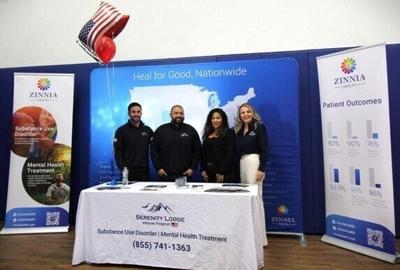 Pictured: Michael Johnson, CADC-II, VP of Serenity Lodge; Gabriel Flook, BA, Community Outreach Specialist; Corrine Mora, Office Manager, Field Representative Office of Congressman Jay Obernolte, Christine Curtis, Executive Director, Serenity Lodge Vete...