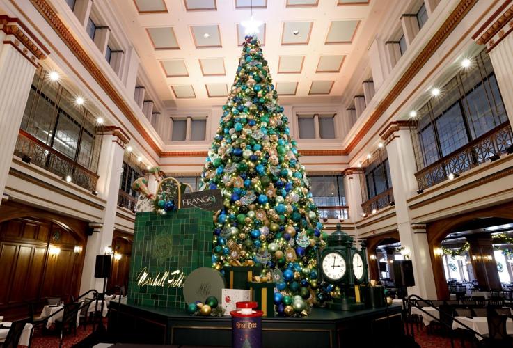 Macy's on State Street's holiday decor and Great Tree honors Marshall Field & Company's legacy this year. (Photo by Jeff Schear courtesy of Macy's, Inc.)