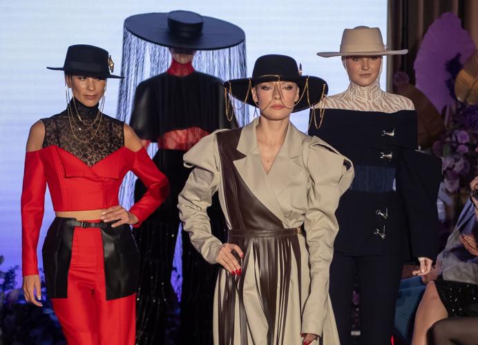 Designs by Fashion Innovator Award winner Albina Ikizli, from Dominican University. (Photo by Allen Bourgeois)