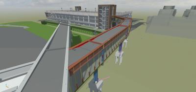 A 3D model view within Revizto of Conlon Construction’s University of Iowa Hawkeye Parking Ramp project.