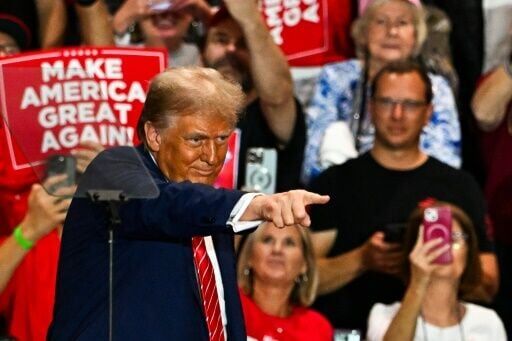 Former US President and Republican presidential candidate Donald Trump addressed supporters in Rocky Mount, North Carolina