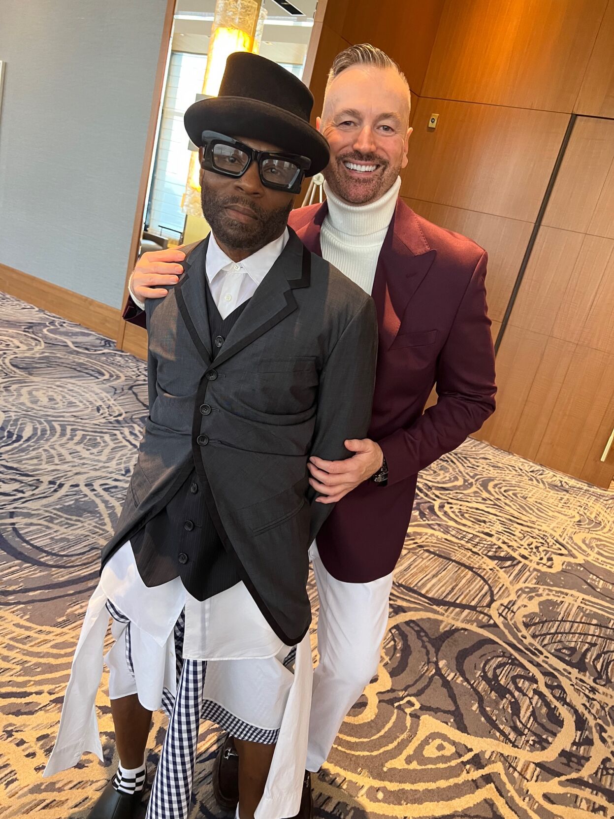 Stylish guests Rhan Roders and Mark Olley.