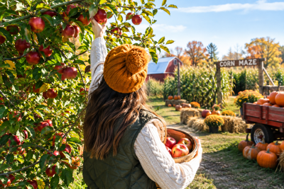 Discover where to go apple picking, visit pumpkin patches and enjoy fall festivals in Chicago and the surrounding suburbs. (AI generated image)