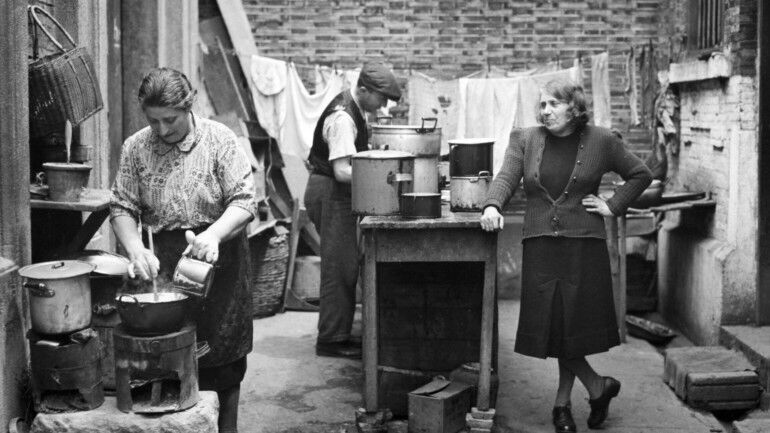 Twenty-two black-and-white photographs by photojournalist Arthur Rothstein show a harsh existence in the Shanghai ghetto for thousands of Jews during the Second World War.