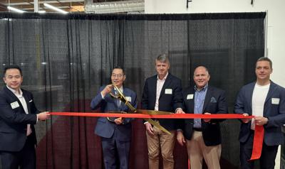 Dr. Charles Huang, the KraftPal team, and local leaders join together for the ribbon-cutting ceremony, marking the launch of the innovative U.S. production plant in Ontario, California.