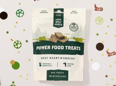 Lone Wolf Ranch Power Food Treats are nutrient-dense, air-dried dog treats formulated to deliver high-quality protein and essential nutrients in every bite. Made exclusively with premium beef heart and bovine plasma, these treats are designed to support...