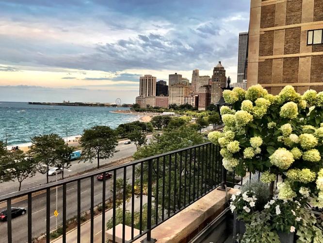 Spectacular rooftop views from Leslie Hindman's Gold Coast home, now for sale. (Photo | Candace Jordan)