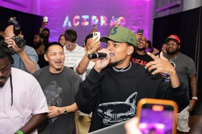 Chance the Rapper celebrates his collab with the WNDR Museum Chicago (Photo by @meilingjinxo)