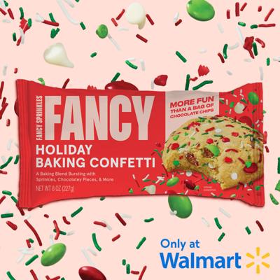 FANCY Baking Confetti combines the magic of their signature crunchy sprinkles, sugar shapes, premium white chocolate morsels, and brightly colored candy-coated chocolates into a single-package.
