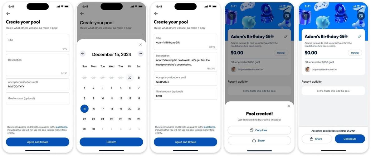 PayPal's new experience gives customers the ability to set up a pool in the PayPal app or online, invite friends and family to contribute, track group contributions and transfer funds to their PayPal balance to spend or withdraw.