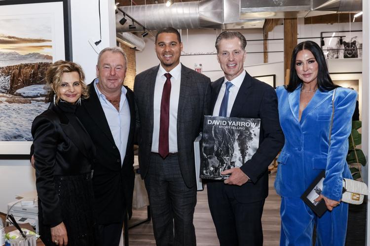 Chicago Bears head coach Matt Eberflus is presented with the Iron Horse Award during a ALS United Chicago fundraiser- with Arica Hilton, David Yarrow, Ryan Poles, Coach Eberflus and Kelly Eberflus. (Photo by Jacob Funk)