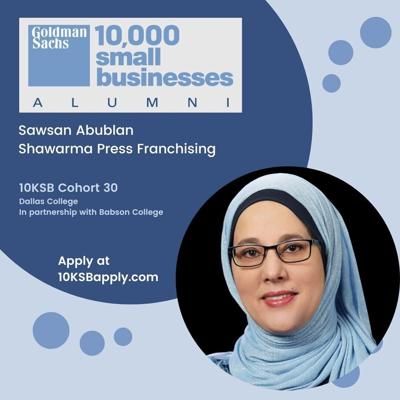 Sawsan Abublan, Co-Founder and CEO of Shawarma Press, the nation’s first authentic Shawarma franchise, is a recent graduate of the prestigious Goldman Sachs 10,000 Small Business (GS 10KSB) Program.