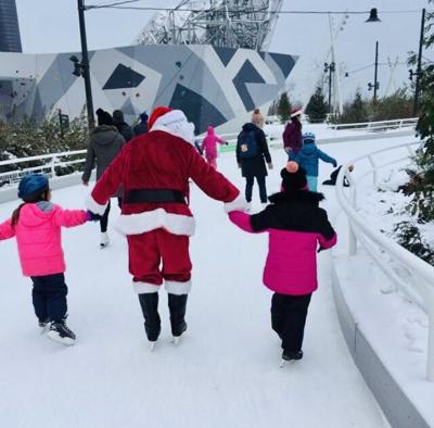 Skate with Santa in Maggie Daley Park on December 18.