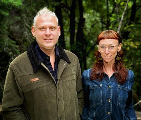 Artists Fez BeGaetz and Heather BeGaetz, creators of Morton Arboretum's "Vivid Creatures" exhibit.