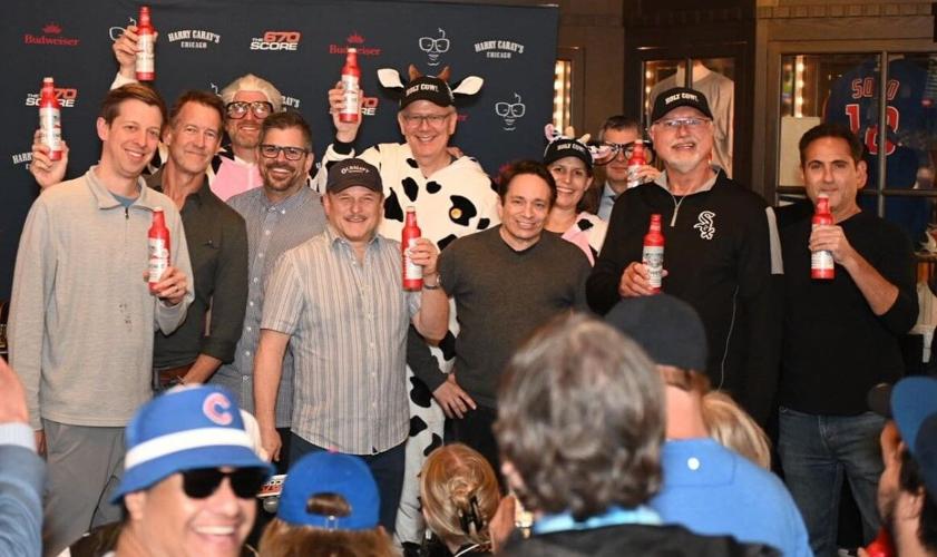 The 26th annual Worldwide Toast to Harry Caray was led by actor Jason Alexander, along with SNL's Chris Kattan, James Denton, Ryan Dempster, Ron Kittle,  Grant and Joanna DePorter and others. (Photo courtesy of Harry Caray's)