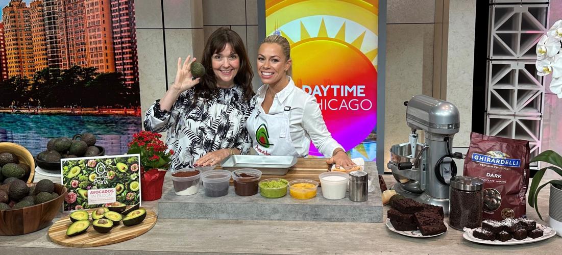 Mariano's Amanda Puck with Chef Casey Doody whipping up a sweet Labor Day treat on Daytime Chicago. (Photo courtesy of Amanda Puck)