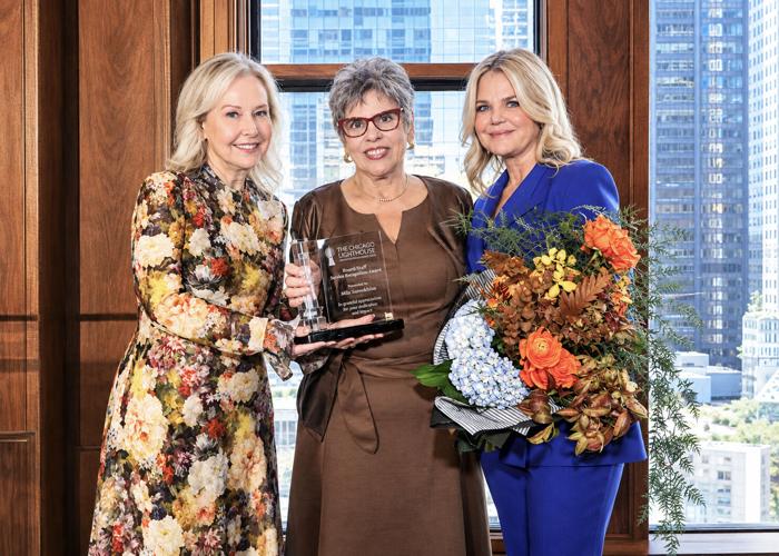 Dr. Janet Szlyk, Chicago Lighthouse president/CEO, 2026 honoree Georgiann Pangere and Dr. Stacie McClane, FLAIR honoree 2025. (Mila Samokhina photo)
