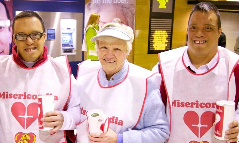 Sister Rosemary Connelly with residents from Misericordia.