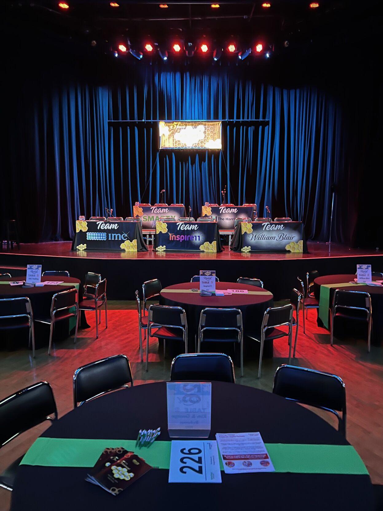 The stage is set at Park West before Tutoring Chicago's "Celebrity Spelling Bee." (Photo by Candace Jordan)