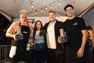 Chicago Gourmet's Hamburger Hop 2024- Chef Devon Quinn and Brian Shim named 2024 Judges’ Award Winners and Chef Chris Cunningham was crowned the 2024 People’s Choice. (Photo courtesy of Chicago Gourmet)